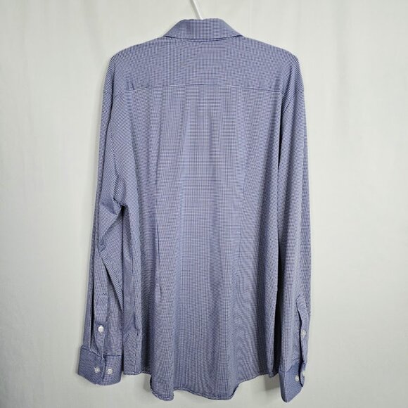 Men's MIZZEN & MAIN Button Up Down Shirt BLUE & WHITE Check size XL Trim Fit - Picture 6 of 7